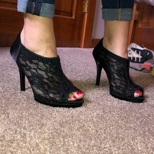Lace Black Heels